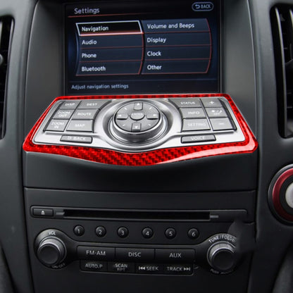 Car Carbon Fiber Multimedia Navigation Button Panel Decorative Sticker for Nissan 370Z / Z34 2009-, Left and Right Drive Universal, Multimedia Navigation Button Panel