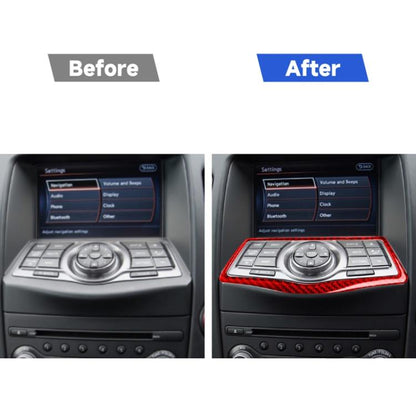 Car Carbon Fiber Multimedia Navigation Button Panel Decorative Sticker for Nissan 370Z / Z34 2009-, Left and Right Drive Universal, Multimedia Navigation Button Panel