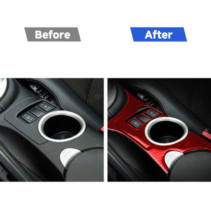 3 in 1 Car Carbon Fiber Center Console Water Cup Holder Panel Decorative Sticker for Nissan 370Z / Z34 2009-, Left and Right Drive Universal, Center Console Water Cup Holder Panel D