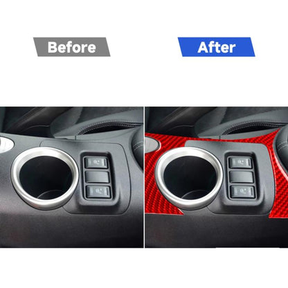 Car Carbon Fiber Water Cup Holder Panel Decorative Sticker for Nissan 370Z / Z34 2009-, Left and Right Drive Universal, Water Cup Holder Panel