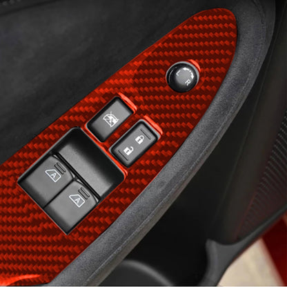 Car Carbon Fiber Main Driving Side Door Lift Control Decorative Sticker for Nissan 370Z / Z34 2009-, Left Drive Low-configured, Main Driving Side Lift Control, Left Drive