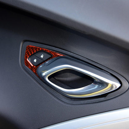 Car Carbon Fiber Inside Door Lock Decorative Sticker for Chevrolet Camaro 2017-2019, Left and Right Drive Universal, Inside Door Lock