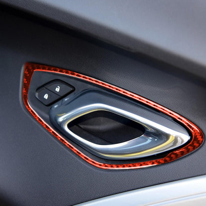 Car Carbon Fiber Inside Door Handle Decorative Sticker for Chevrolet Camaro 2017-2019, Left and Right Drive Universal, Inside Door Handle