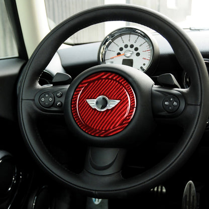2 in 1 Car Carbon Fiber Steering Wheel Decorative Sticker for BMW Mini R55 R56 Countryman R60 Paceman R61 2007-2013, Left and Right Drive Universal, Steering Wheel R