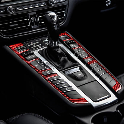 Car Carbon Fiber Gear Button Frame Decorative Sticker for Porsche Macan 2014-2021, Left and Right Drive Universal, Gear Button