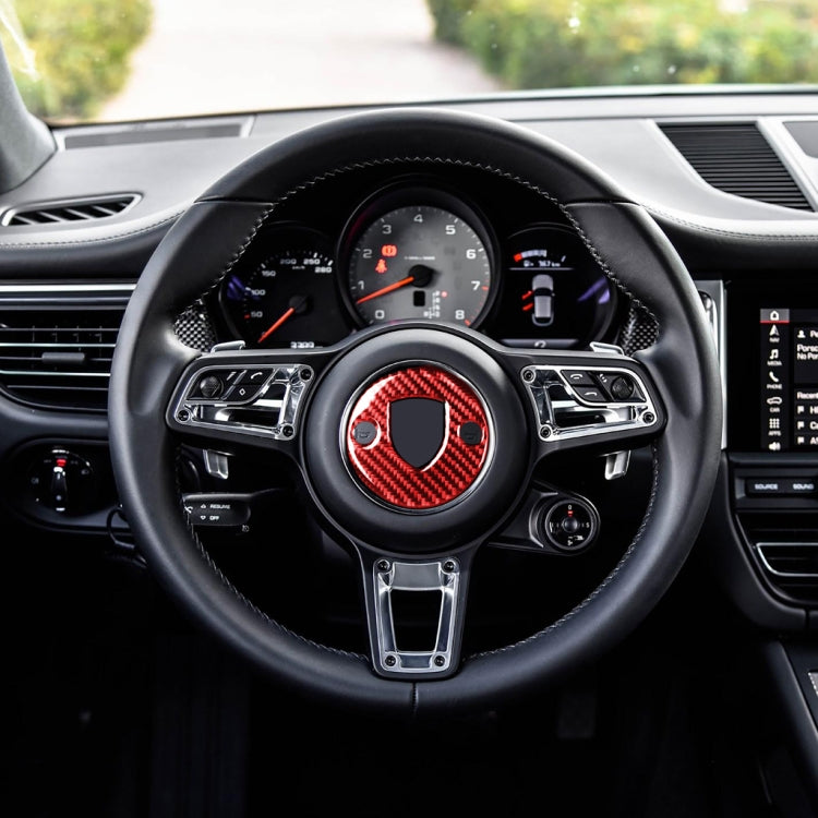 Car Carbon Fiber Steering Wheel Decorative Sticker for Porsche Macan 2014-2021, Left and Right Drive Universal, Steering Wheel