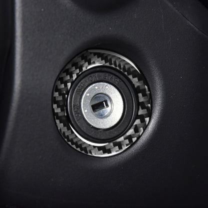 Car Carbon Fiber Ignition Key Ring Decorative Sticker for Toyota Corolla / Levin 2014-2018, Left and Right Drive Universal, Ignition Key Ring