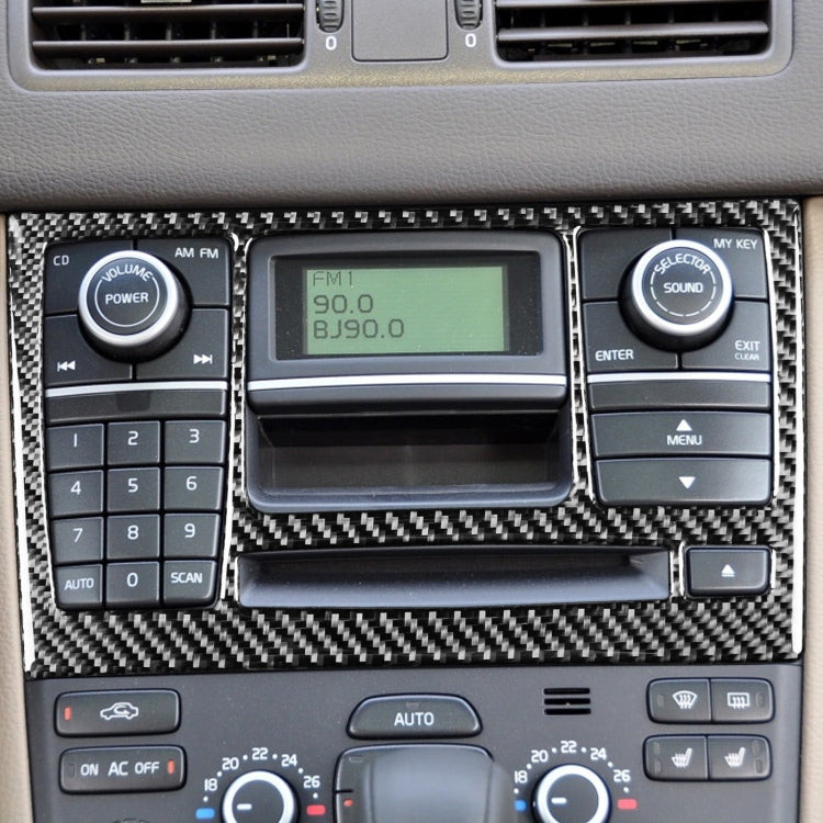 Car Carbon Fiber CD Panel Decorative Sticker for Volvo XC90 2003-2014, Left and Right Drive Universal, CD Panel