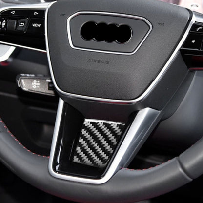 Car Carbon Fiber Steering Wheel Lower Decorative Sticker for Audi A6L / A7 2019-, Left and Right Drive Universal, Steering Wheel Lower