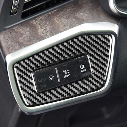 Car Carbon Fiber Headlight Switch Decorative Sticker for Audi A6L / A7 2019-, Left Drive, Headlight Switch