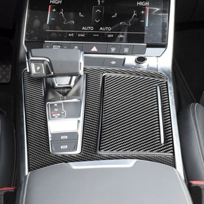 Car Carbon Fiber Gear Panel Decorative Sticker for Audi A6L / A7 2019-, Left Drive, Gear Panel, Left Drive