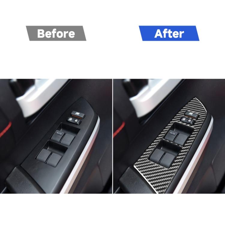 4 PCS / Set Carbon Fiber Car Glass Lift Switch Ring Decorative Sticker for Toyota Tundra 2014-2018, Right Driving, Glass Lift Switch Ring , Right Driving