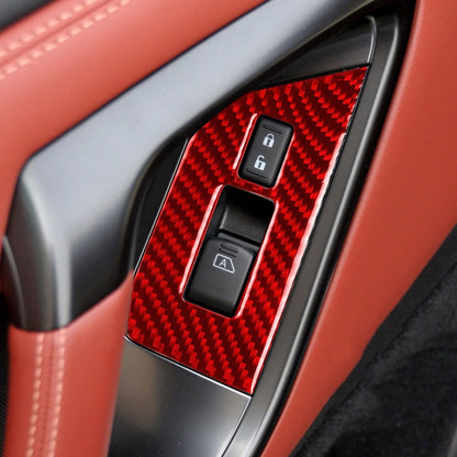 2 PCS / Set Carbon Fiber Car Window Lift Defogger Button Decorative Sticker for Nissan GTR R35 2008-2016, Right Driving, Window Lift Defogger Button, Right Driving