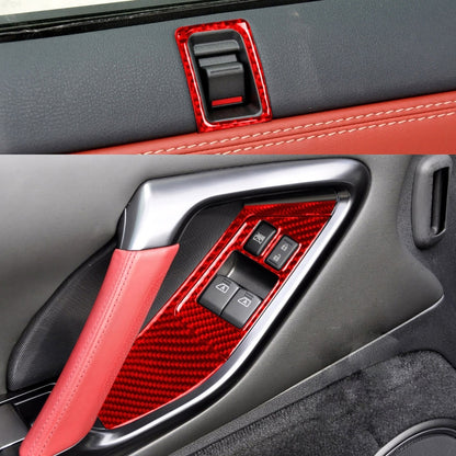 6 PCS / Set Carbon Fiber Car Window Lift Button Door Lock Decorative Sticker for Nissan GTR R35 2008-2016, Left Driving, Window Lift Button Door Lock, Left Driving