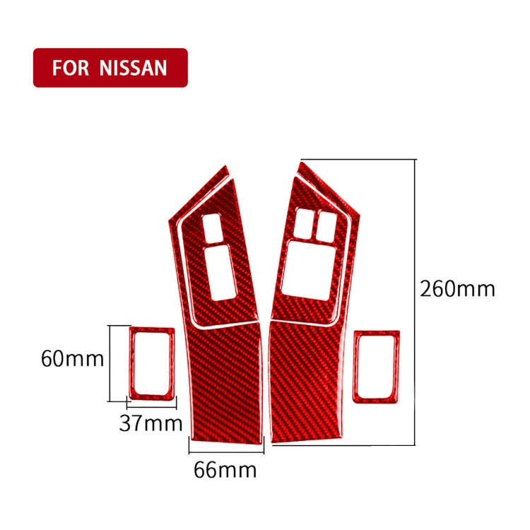 6 PCS / Set Carbon Fiber Car Window Lift Button Door Lock Decorative Sticker for Nissan GTR R35 2008-2016, Right Driving, Window Lift Button Door Lock, Right Driving