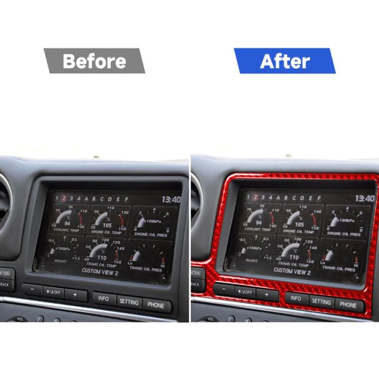 Carbon Fiber Car Navigation Display Frame Decorative Sticker for Nissan GTR R35 2008-2016, Left Driving, Navigation Display Frame, Left Driving