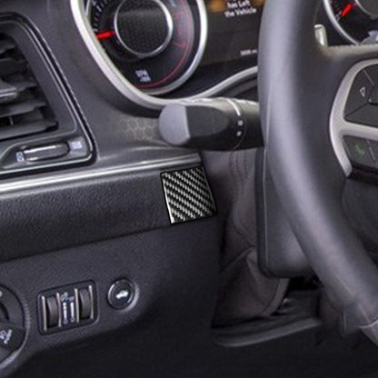 Carbon Fiber Car Steering Wheel Left Right Side Decorative Sticker for Dodge Challenger 2015 to Now, Left Driving, Steering Wheel Left Right Side
