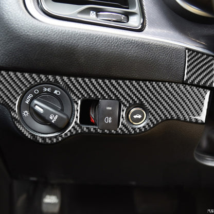 Carbon Fiber Car Headlight Panel Decorative Sticker for Dodge Challenger 2015 to Now, Left Driving, Headlight Panel