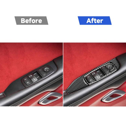 Carbon Fiber Car Window Lift Set Decorative Sticker for Dodge Challenger 2015 to Now, Left Driving, Window Lift Set