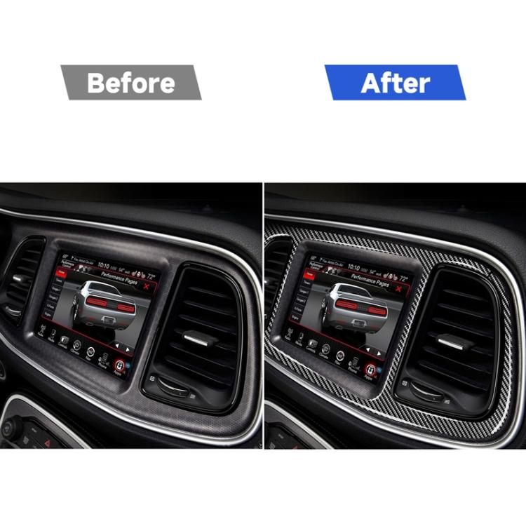 4 PCS / Set Carbon Fiber Car Central Control Instrument Set Decorative Sticker for Dodge Challenger 2015 to Now, Left Driving, Central Control Instrument Set