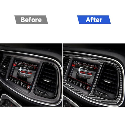 4 PCS / Set Carbon Fiber Car Central Control Instrument Set Decorative Sticker for Dodge Challenger 2015 to Now, Left Driving, Central Control Instrument Set