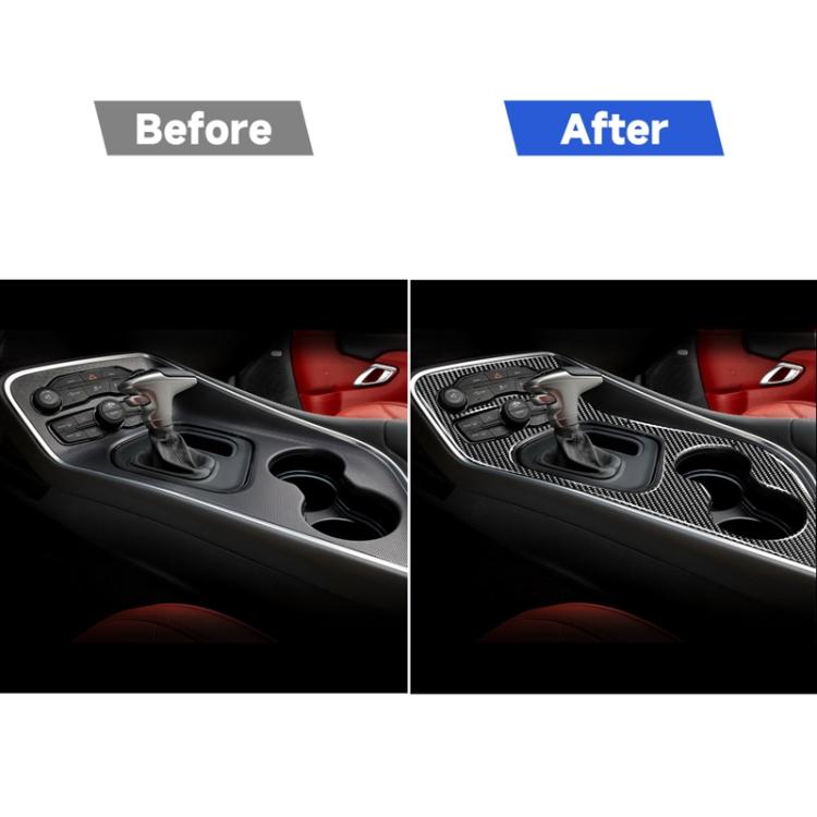 Carbon Fiber Car Central Control Gear Frame Decorative Sticker for Dodge Challenger 2015 to Now, Left Driving, Central Control Gear Frame