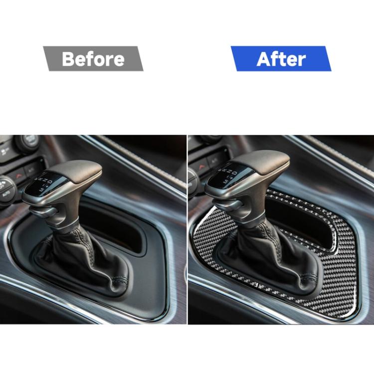 2 PCS / Set Carbon Fiber Car Gear Storage Box Decorative Sticker for Dodge Challenger 2015 to Now, Left Driving, Gear Storage Box