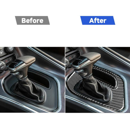 2 PCS / Set Carbon Fiber Car Gear Storage Box Decorative Sticker for Dodge Challenger 2015 to Now, Left Driving, Gear Storage Box