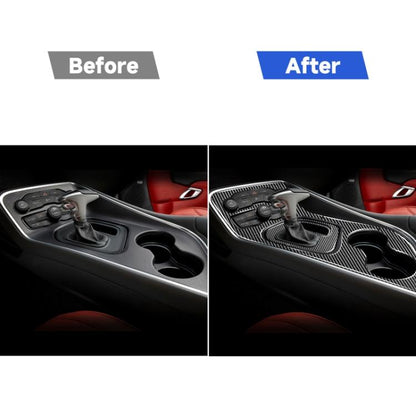 3 PCS / Set Carbon Fiber Car Central Control Gear Decorative Sticker for Dodge Challenger 2015 to Now, Left Driving, Central Control Gear(3 PCS / Set)