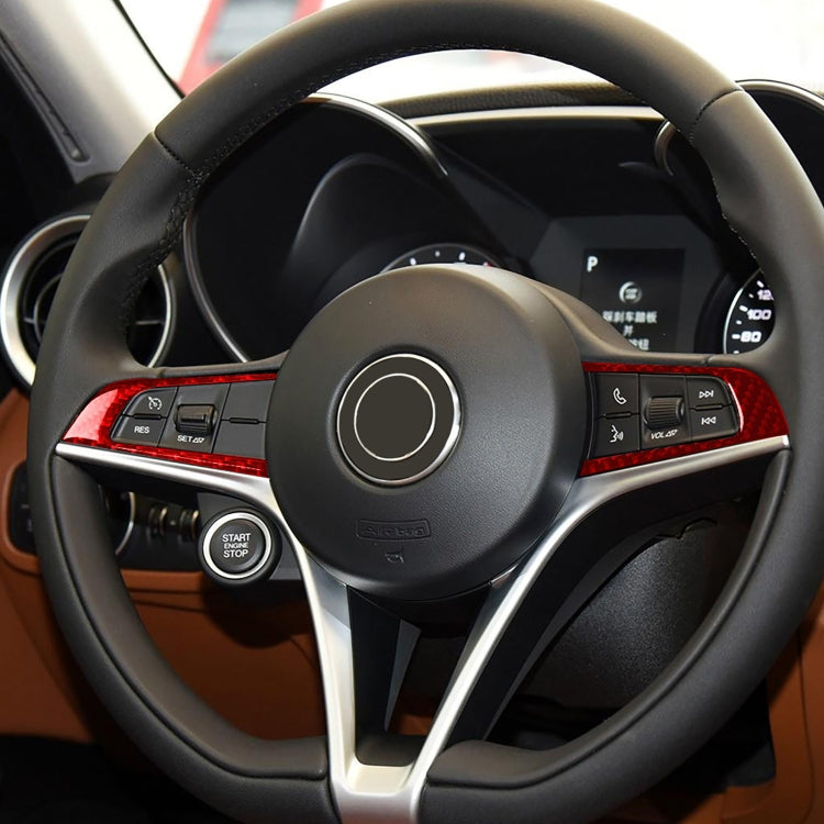 2 PCS / Set Carbon Fiber Car Steering Wheel Button Panel Decorative Sticker for Alfa Romeo Giulia 2017-2019,Left and Right Drive Universal, Steering Wheel Button Panel
