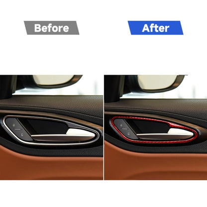 4 PCS / Set Carbon Fiber Car Inner Door Handle Frame Decorative Sticker for Alfa Romeo Giulia 2017-2019,Left and Right Drive Universal, Inner Door Handle Frame