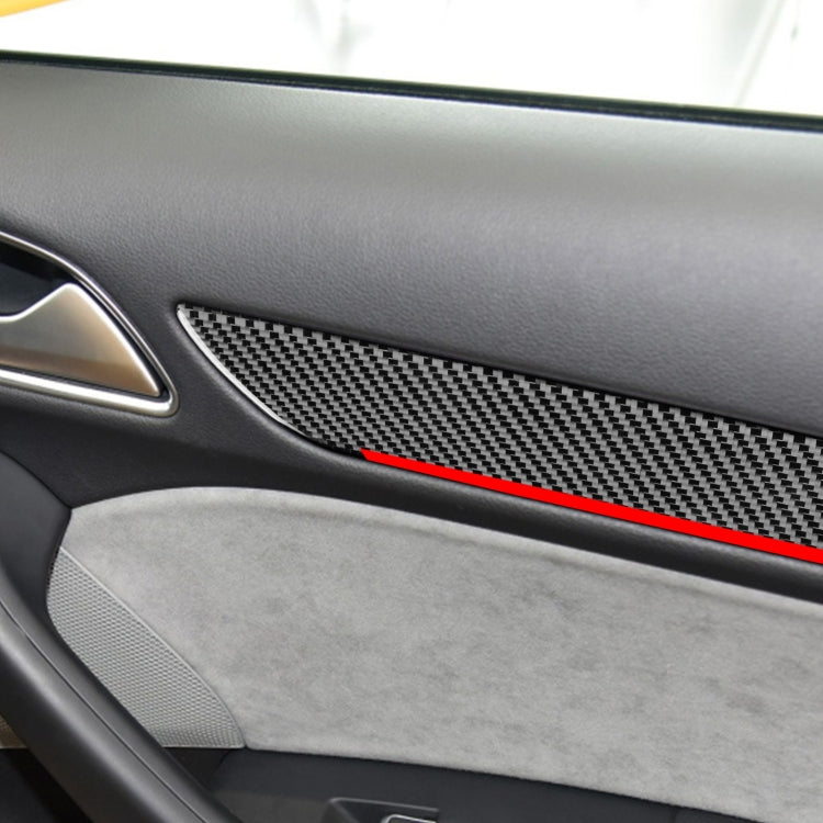 4 PCS / Set Carbon Fiber Car Interior Door Trim Red Edge Decorative Sticker for Audi Q3 2013-2018,Left and Right Drive Universal, Interior Door Trim Red Edge