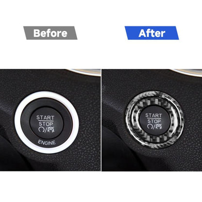 2 PCS / Set Carbon Fiber Car Ignition Switch Decorative Sticker for Dodge Challenger 2015 to Now, Left Driving, Ignition Switch