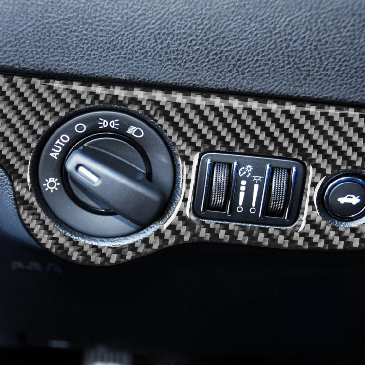 Carbon Fiber Car Headlight Switch Panel Decorative Sticker for Dodge Challenger 2015 to Now, Left Driving, Headlight Switch Panel