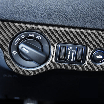 Carbon Fiber Car Headlight Switch Panel Decorative Sticker for Dodge Challenger 2015 to Now, Left Driving, Headlight Switch Panel
