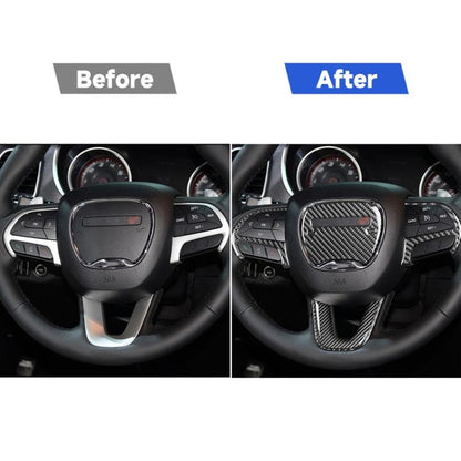 5 PCS / Set Carbon Fiber Car Steering Wheel Decorative Sticker for Dodge Challenger 2015 to Now, Left Driving, Steering Wheel