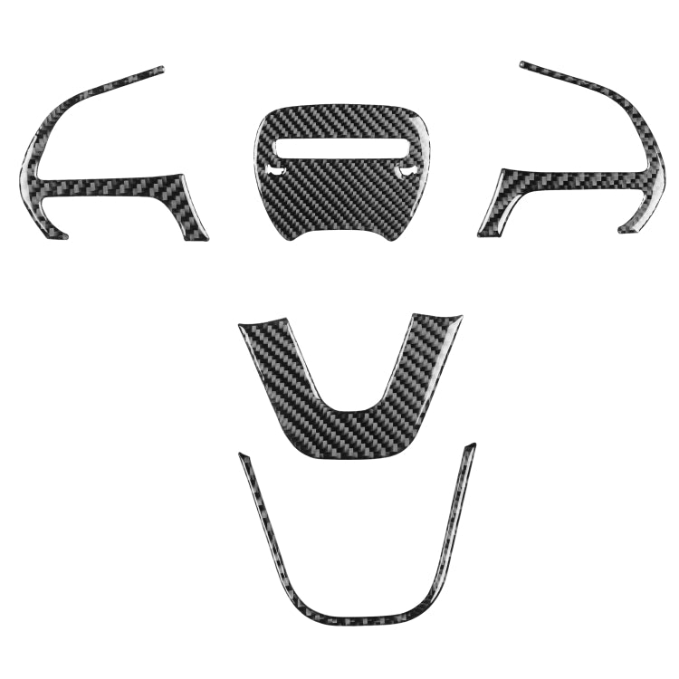 5 PCS / Set Carbon Fiber Car Steering Wheel Decorative Sticker for Dodge Challenger 2015 to Now, Left Driving, Steering Wheel