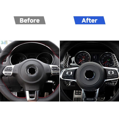 Carbon Fiber Car Central Steering Wheel Paddles Decorative Sticker for Volkswagen Golf 6 2008-2012, Central Steering Wheel Paddles