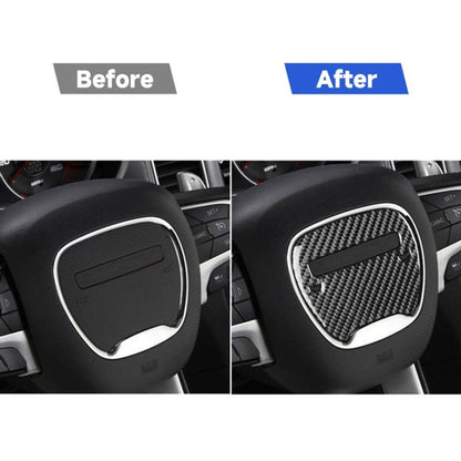 Carbon Fiber Car Steering Wheel Logo Decorative Sticker for Dodge Challenger 2015 to Now, Left Driving, Steering Wheel Logo