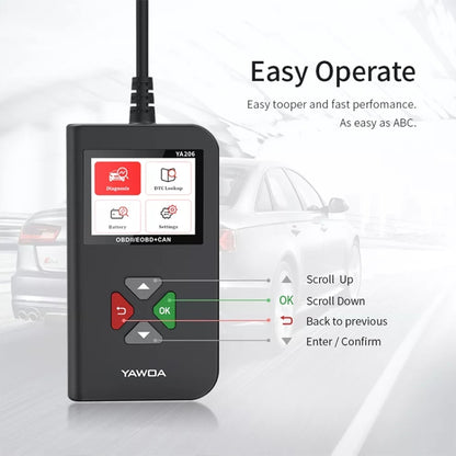 YA206 Car Code Reader OBD2 Fault Detector Diagnostic Tool, YA206