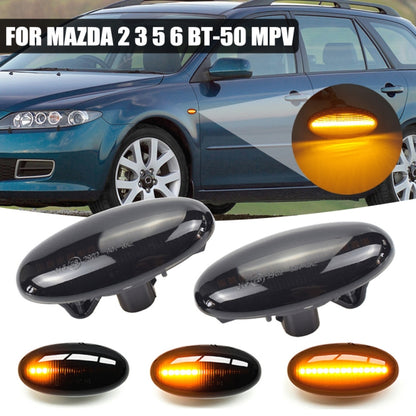 2pcs For Mazda 2 DY 2003-2007 Car Dynamic LED Fender Side Light, For Mazda 2 DY 2003-2007 (Transparent Black)