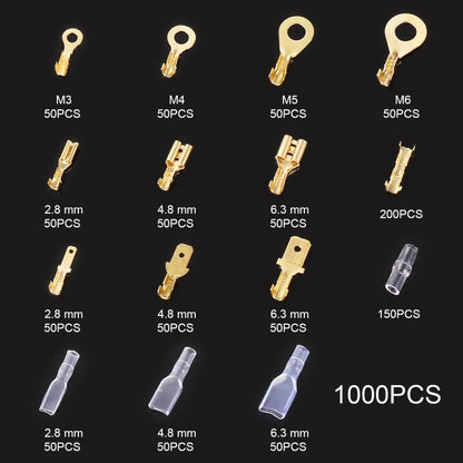 1000 in 1 Cable Spade Plug Connector DIY Terminal Connectors, 1000 in 1