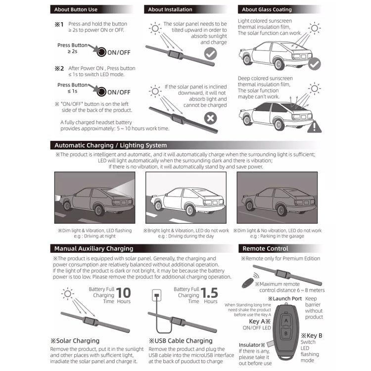 Car Warning Anti-collision Rear-end Flashing Lights Solar LED Decorative Lights, Solar LED Lights