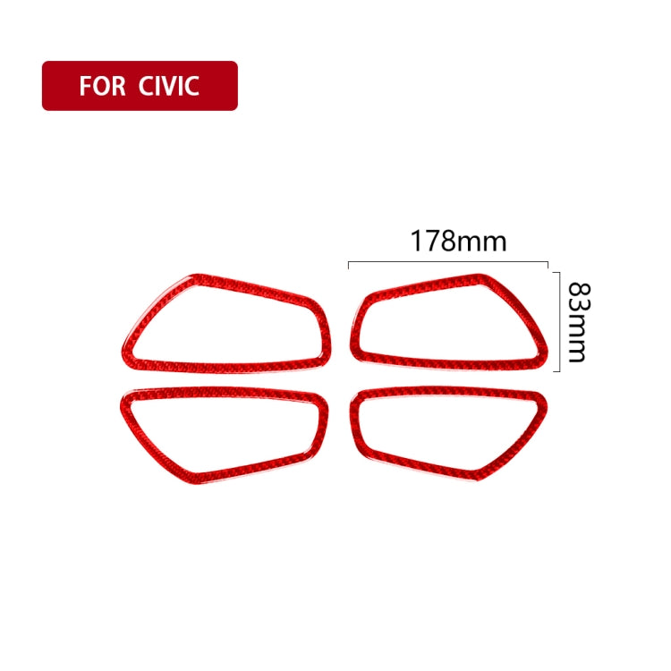 Car Carbon Fiber Inside Door Wrist Frame Decorative Sticker for Honda Tenth Generation Civic 2016-2019, Left and Right Drive Universal, Inside Door Wrist Frame