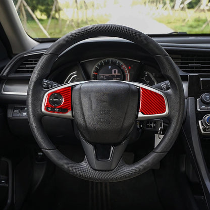 Car Carbon Fiber Steering Wheel Button Low Configuration Decorative Sticker for Honda Tenth Generation Civic 2016-2019, Left and Right Drive Universal, Steering Wheel Button Low Configuration