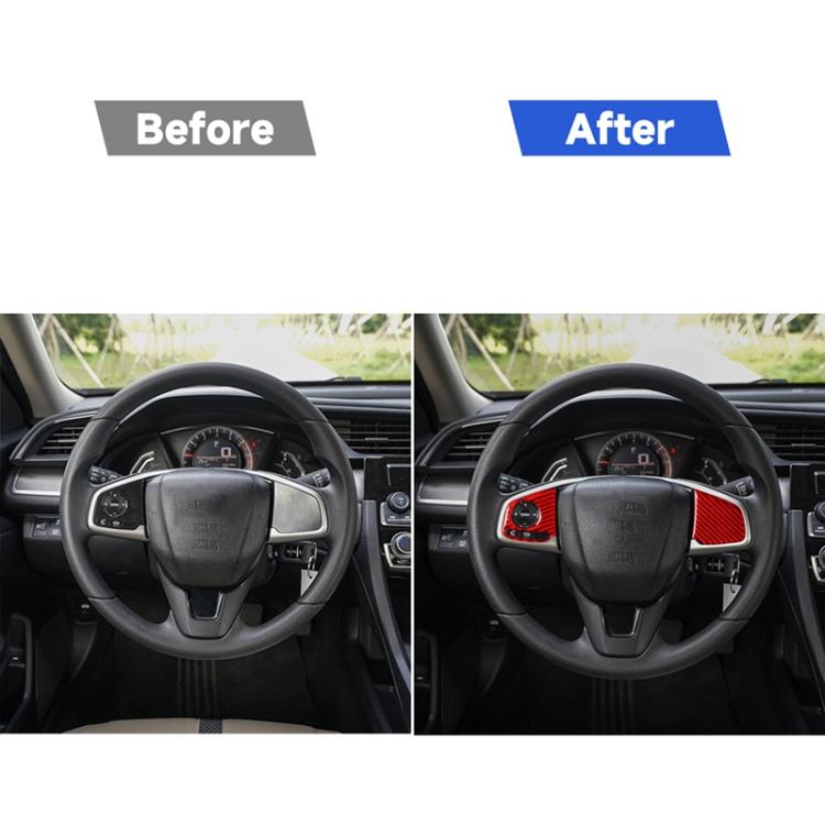 Car Carbon Fiber Steering Wheel Button Low Configuration Decorative Sticker for Honda Tenth Generation Civic 2016-2019, Left and Right Drive Universal, Steering Wheel Button Low Configuration