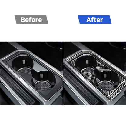 Car Carbon Fiber Front Water Cup Holder Frame Decorative Sticker for Ford F150 2017-2020, Left Drive, Front Water Cup Holder Frame , Left Drive