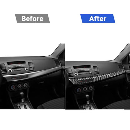 2 PCS Car Carbon Fiber Central Dashboard Panel Decorative Sticker for Mitsubishi Lancer EVO 2008-2015, Left Drive, Central Dashboard