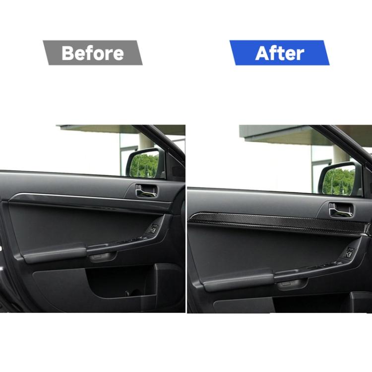 6 PCS Car Carbon Fiber Door Panel Decorative Sticker for Mitsubishi Lancer EVO 2008-2015, Left and Right Drive Universal, Door Handle