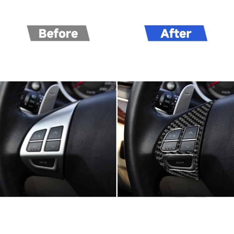2 PCS Car Carbon Fiber Steering Wheel Buttons Decorative Sticker for Mitsubishi Lancer DE ES GTS 2008-2015, Left and Right Drive Universal, Steering Wheel Button